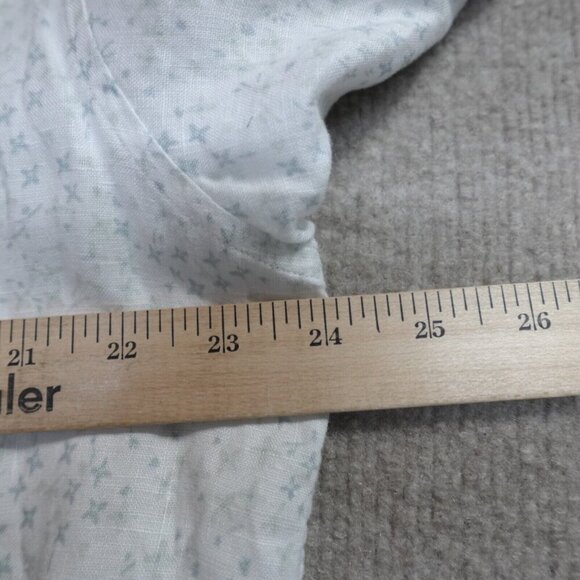 Club Monaco Shirt XL White Floral 100% Linen Button Front - Picture 8 of 9